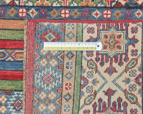 4x6 Multicolor Kuba Afghan Hand Knotted Wool Area Rug